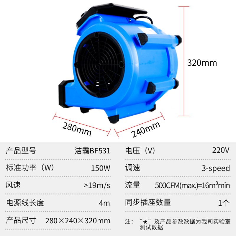 洁霸BF531地面吹干机迷你家用商用厕所地板地毯干燥吹风机除湿机 - 图1