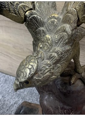 日本金工名家秀峰造 金属大摆件 古铁 细工雕 雄鹰 大展宏图 厚重