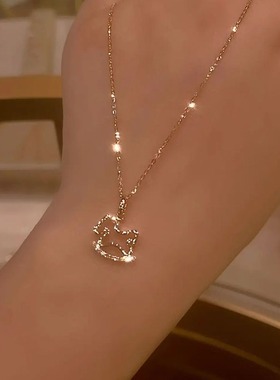 奥特莱斯专柜清仓撤柜捡漏18K金童话小木马锁骨项链高贵气质女配