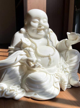 弥勒佛陶瓷佛像摆件办公室白瓷