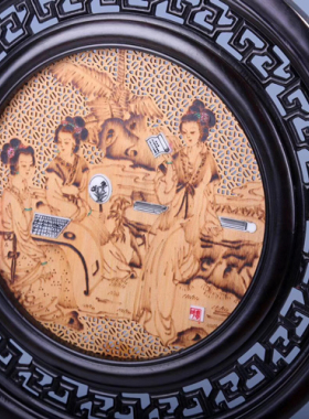 玄关屏风摆件红木镶嵌檀香木古典