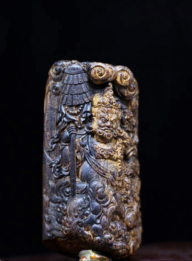 沉香黄财神挂件文莱财宝天王奇楠