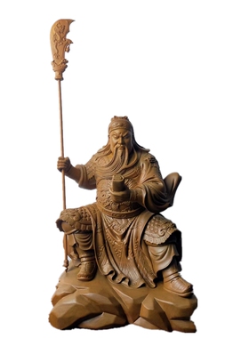 关羽木雕摆件彩绘雕刻香樟关公