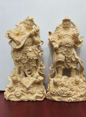 四大天王木雕实木神像摆件4寸