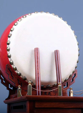 战鼓办公室摆件玄关中式木雕装饰