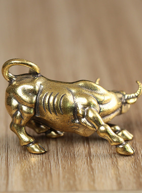 创意黄铜实心牛模型桌面摆件