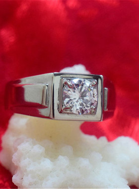 克拉镀18k白金色仿真霸气风对戒