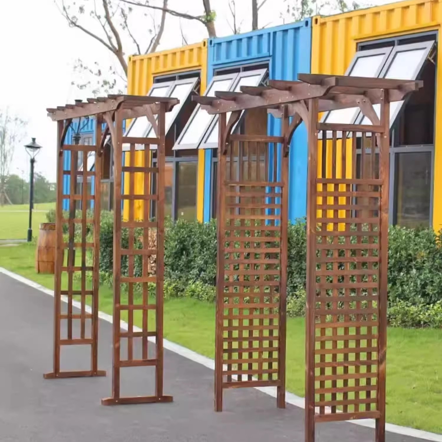 拱门花架爬藤架防腐木庭院装饰门花园栅栏围栏网格门室户外葡萄架,淘宝优惠券,粉丝福利购,淘宝优惠卷