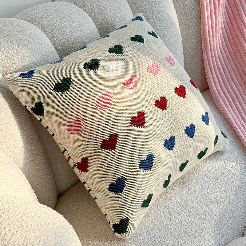 可拆机洗可爱少女心全棉爱心彩色线条沙发床靠枕抱枕套含芯不含芯,淘宝优惠券,粉丝福利购,淘宝优惠卷