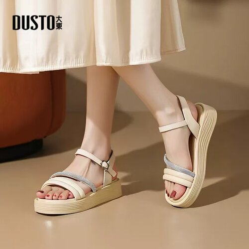 大东凉鞋女24夏季新款外穿仙女风防滑舒适软底一字带凉鞋24X1728 - 图0