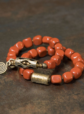 非鱼之家原创设计复古红石手串