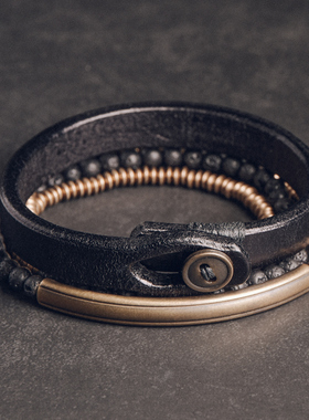 皮手链多层珠子简约情侣配饰