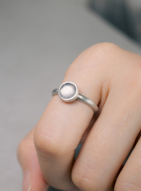 天然粉水晶招桃花925银饰戒指