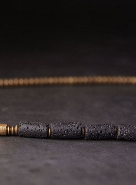 原创设计黄铜多层火山石情侣手串