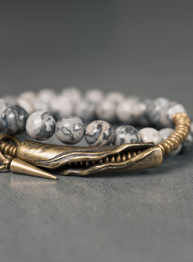 个性天然石搭配铜饰手串饰品