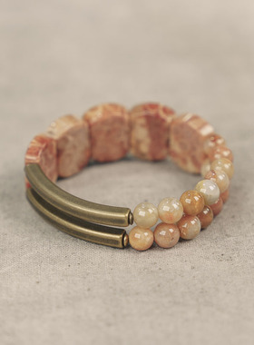 非鱼之家天然珊瑚石手排情侣手串