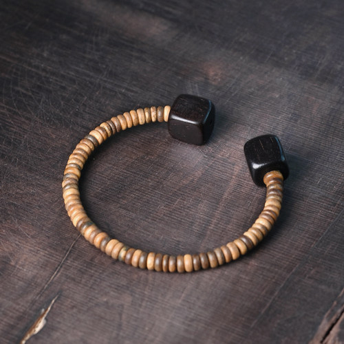 非鱼之家黑檀木开口手镯女男情侣款 原创手工简约流行手饰品手链 - 图2