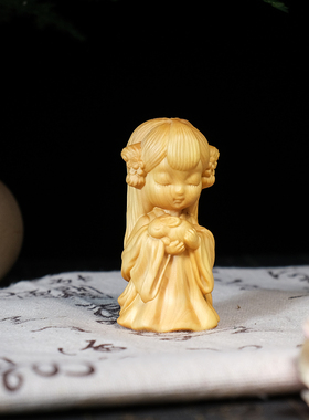 四大美女黄杨木雕摆件卡通创意家居装饰手把件木质雕刻工艺品收藏