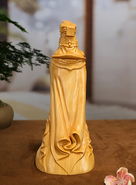 黄杨木雕天上圣母妈祖神像摆件