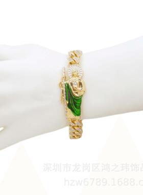 工厂 直销欧美 镀14K金绿色圣裘德手链宗教首饰百搭 信男信女流行