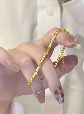 碎银几两手链女复古风黄金ins小众设计高级感几何百搭切面手饰品