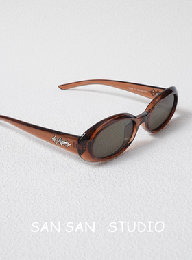 TR椭圆黑色小框墨镜防紫外线