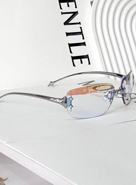 椭圆形Y2K无框眼镜太阳眼镜