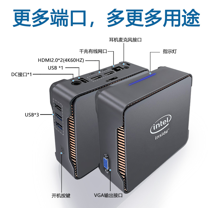 AlderLake-N5105小主机N100四核微型双HDMI+VGA三屏输出办公电脑 - 图0