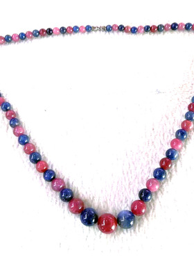 天然红宝蓝宝石项链塔链无烧礼物