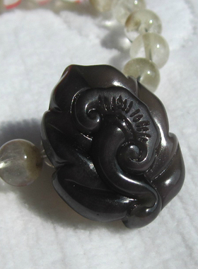 天然黑曜石如意转好运吊坠