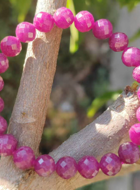 天然红宝石手链切面鸽血红串项链