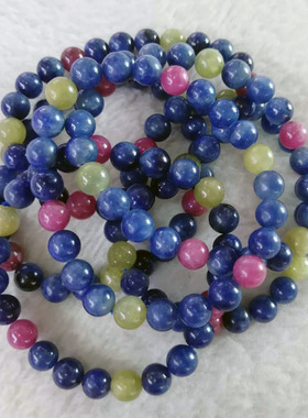 天然蓝宝石手串原石女无烧绿宝石