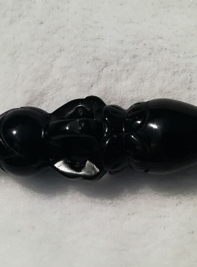 天然黑曜石降魔杖原石吊坠半宝石