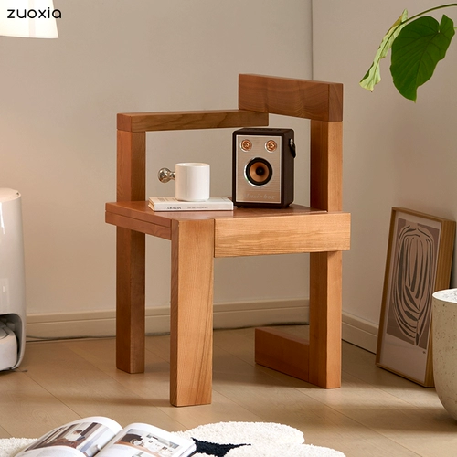 左下 Бывший в употреблении обеденный стул из цельного дерева, простой домашний стул в японском стиле ретро, ​​креативный интернет-дизайнерский стул для отдыха знаменитостей