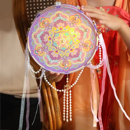 元旦节儿童手提手工diy非遗古风宝相花鼓灯发光敦煌灯笼2026新款 - 图1