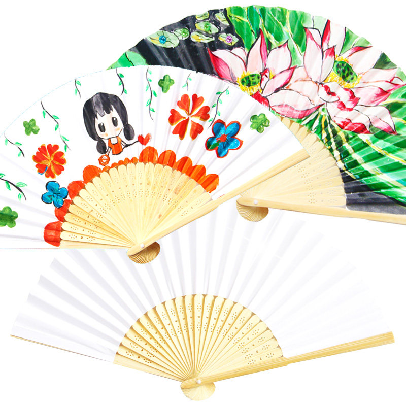 空白彩色纸扇子儿童绘画diy7寸素面白色折扇手工制作材料幼儿园,淘宝优惠券,粉丝福利购,淘宝优惠卷