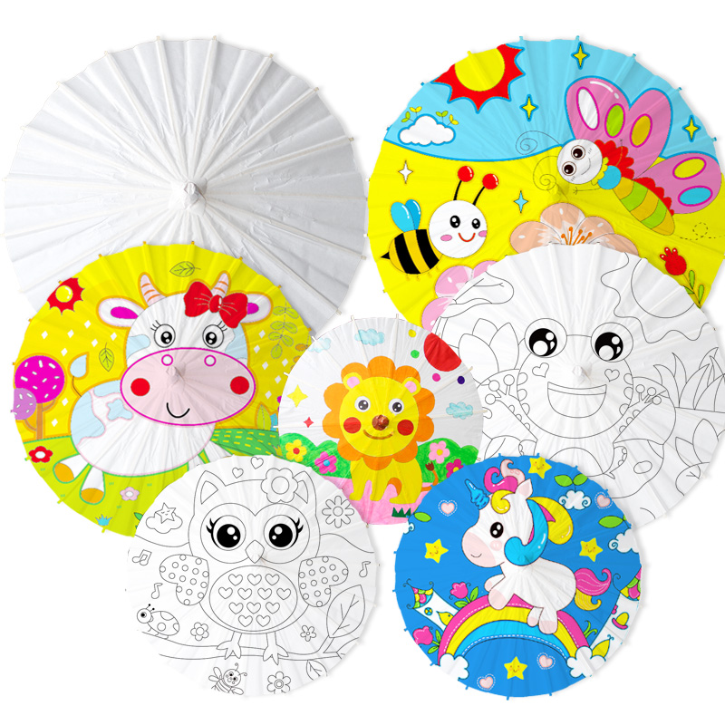 空白油纸伞diy手工绘画材料幼儿园创意儿童手绘涂鸦涂色古风纸伞,淘宝优惠券,粉丝福利购,淘宝优惠卷