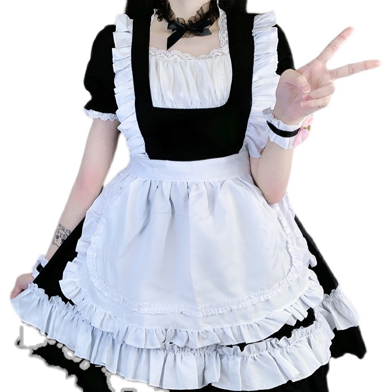 新款黑白女仆装 可爱洛丽塔洋装 咖啡厅女佣制服 女装大佬连衣裙 - 图3