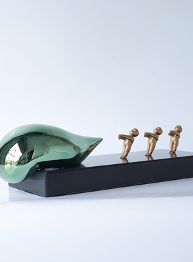 现代抽象艺术装饰摆件拉气球雕塑工艺品售楼处样板间客厅软装饰品