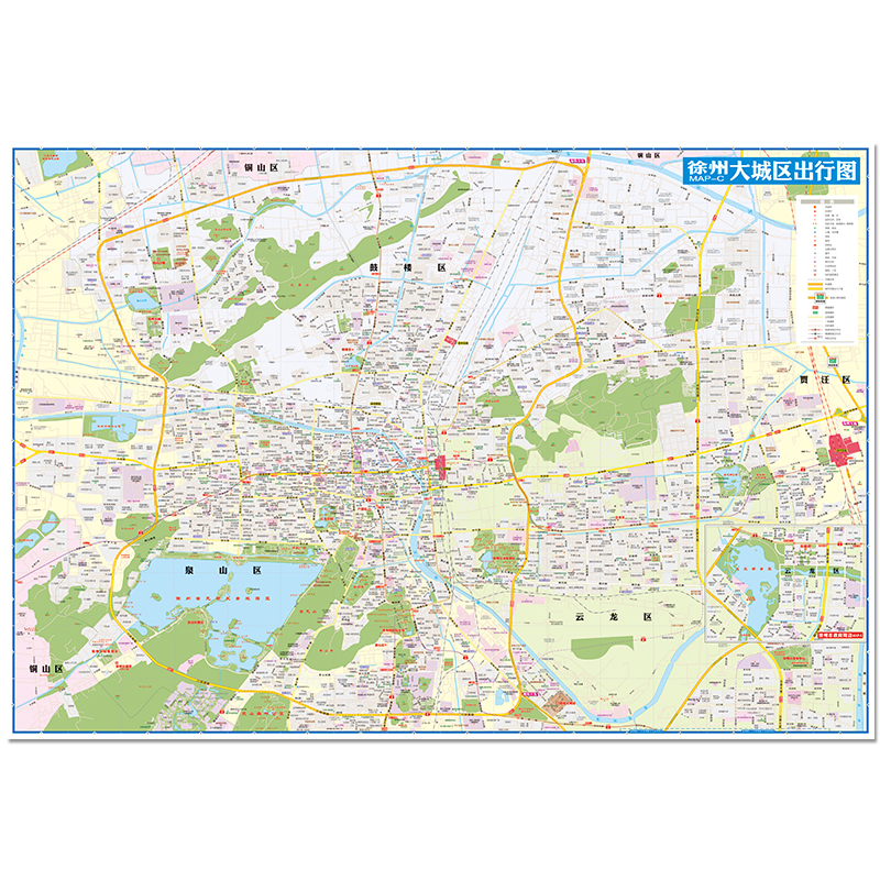 2024新版徐州CITY城市地图 徐州市交通旅游图 折叠双面便携  耐折耐用 约86cm*60cm 徐州城区地图 丰县沛县邳州新沂睢宁 - 图1