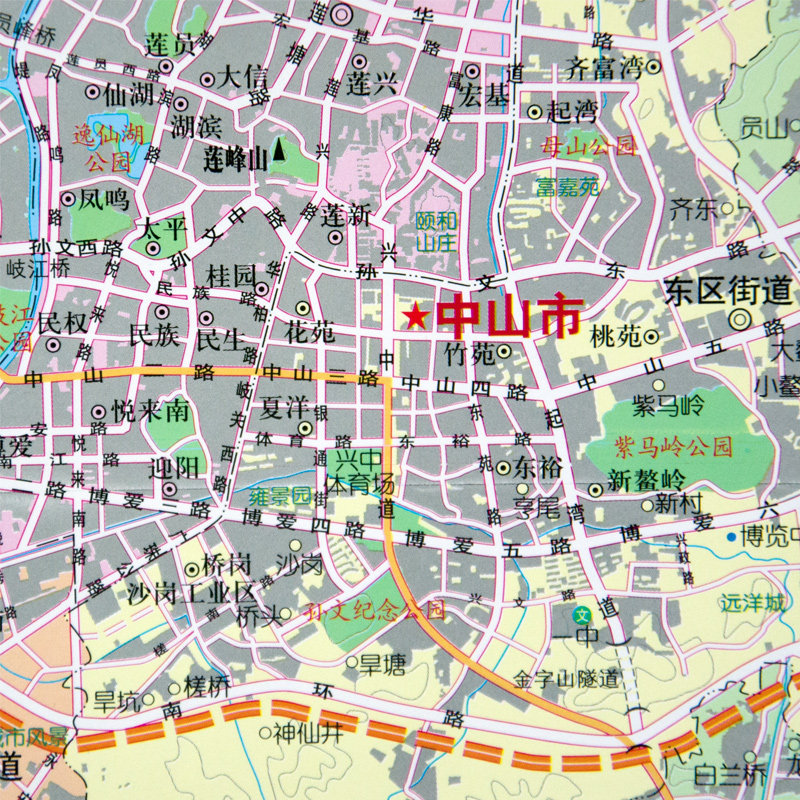 【官方正版】全新版中山市地图挂图竖版1.1米X1.6米高清挂绳挂图精品双面覆膜防水办公家用地图挂墙中山市城区地图_虎窝淘