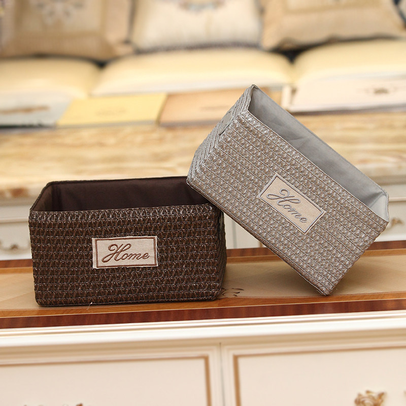 仿藤编收纳筐盒子收纳盒零食桌面客厅茶几置物篮框杂物塑料收纳篮,淘宝优惠券,粉丝福利购,淘宝优惠卷