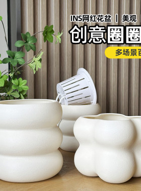 塑料花盆家用轻奢高级感水培蝴蝶兰花多肉绿萝发财树盆栽盆景盆