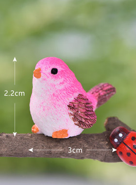 微缩迷你场景摆件小号可爱小鸟树脂公仔模型微景观玩具仿真小动物