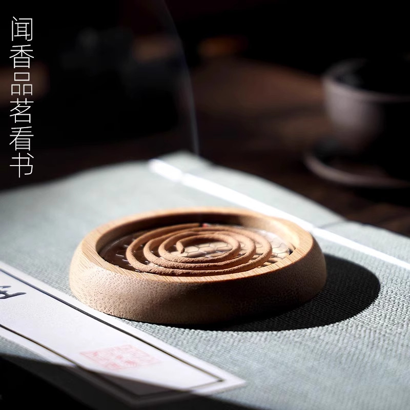 高端新款香熏炉檀香盘托楠竹香炉香座檀香架小祥云家用小众盘香炉,淘宝优惠券,粉丝福利购,淘宝优惠卷