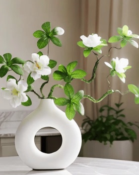 扭扭棒钩织花束塑料花瓶白色素瓶简约家居客厅插仿真花花器摆件