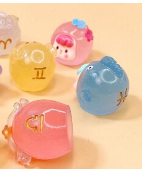 DIY饰品配件卡通立体小摆件公仔夜光细闪可爱十二星座公仔