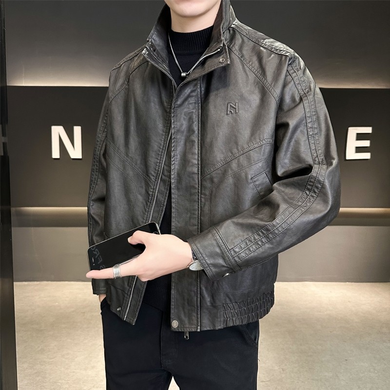 美式复古做旧皮夹克男士百搭帅气机车夹克立领宽松休闲皮衣外套,淘宝优惠券,粉丝福利购,淘宝优惠卷