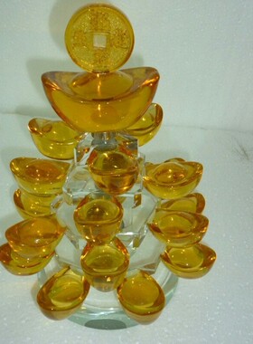 琉璃水晶元宝中式风桌上装饰品