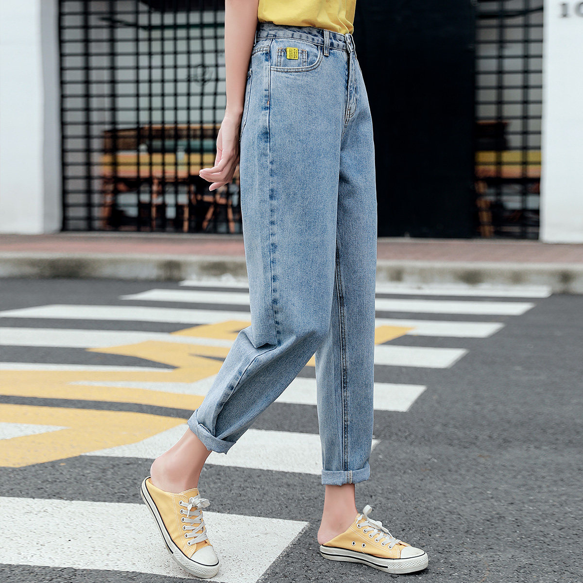 真维斯新品高腰复古女老爹秋休闲裤 真维斯时尚牛仔裤